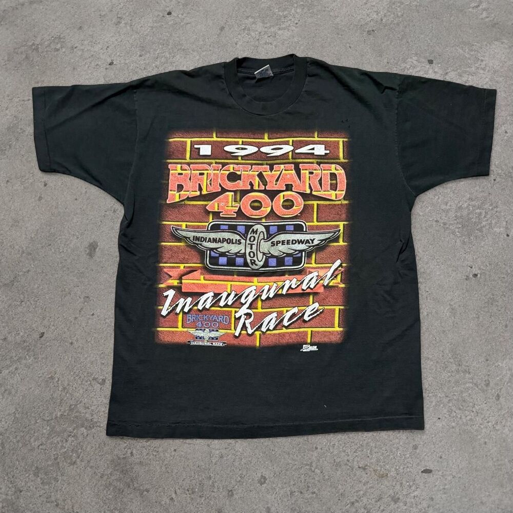 Vintage 1994 Brickyard 400 Inaugural Race NASCAR T-Shirt Black Single Size XL